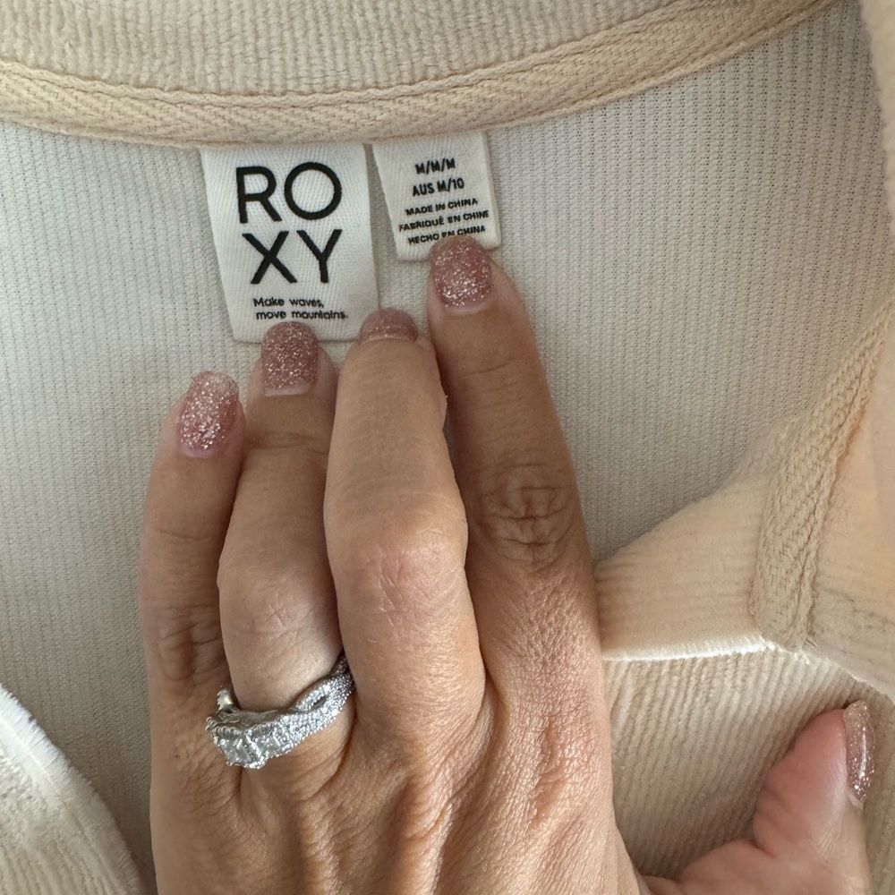 Roxy Collared And Ribbed Pullover, In A Cream Col… - image 4